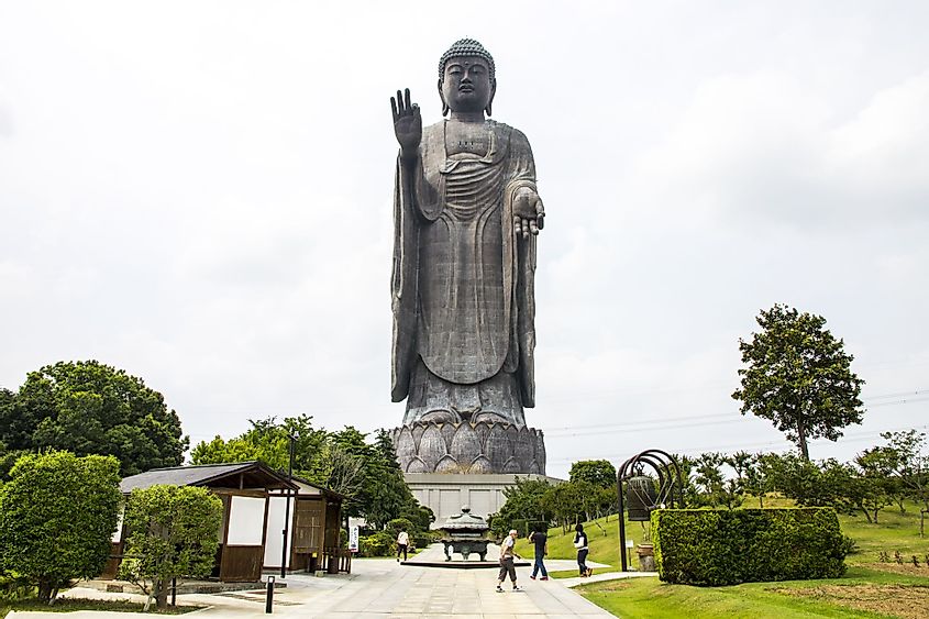 Full view of the Great Buddha of Ushiku, Japan. 