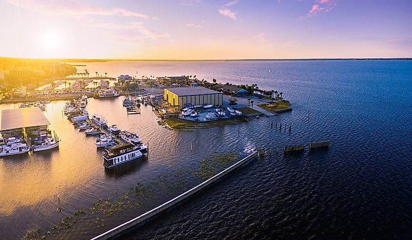 Aerial view of Lake Monroe in Sanford Florida