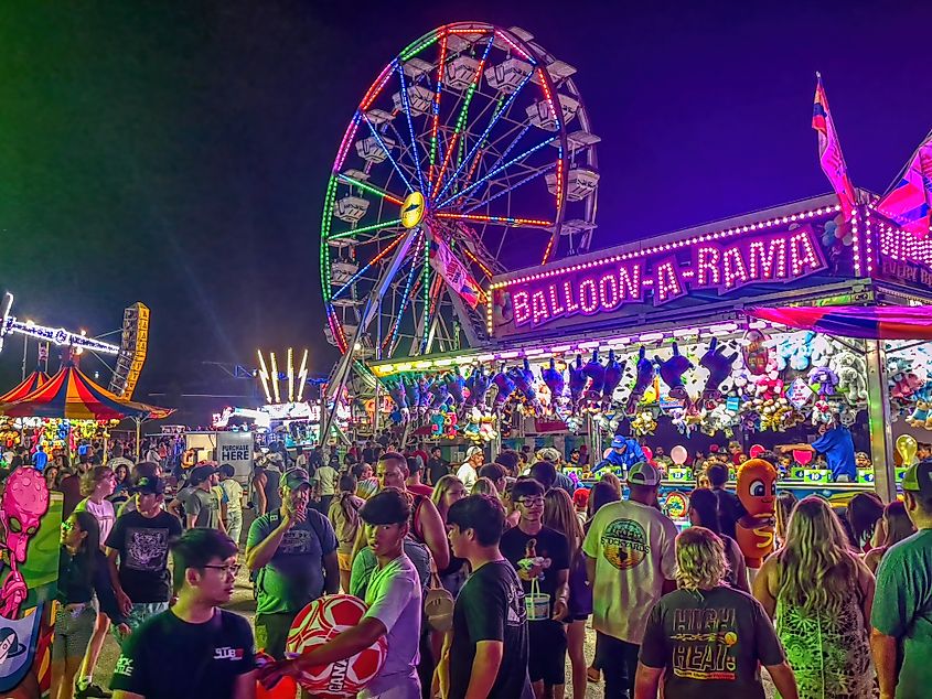 People attend the Iowa State Fair in Des Moines, Iowa