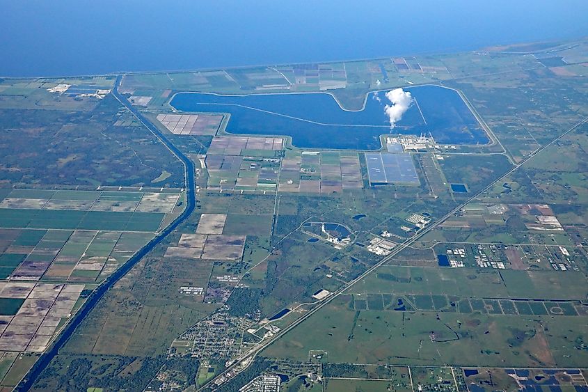 Aerial view of Lake Okeechobee in Florida.