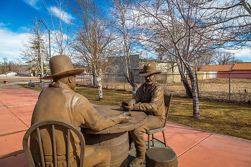 The famous card game statue of Show Low, Arizona.