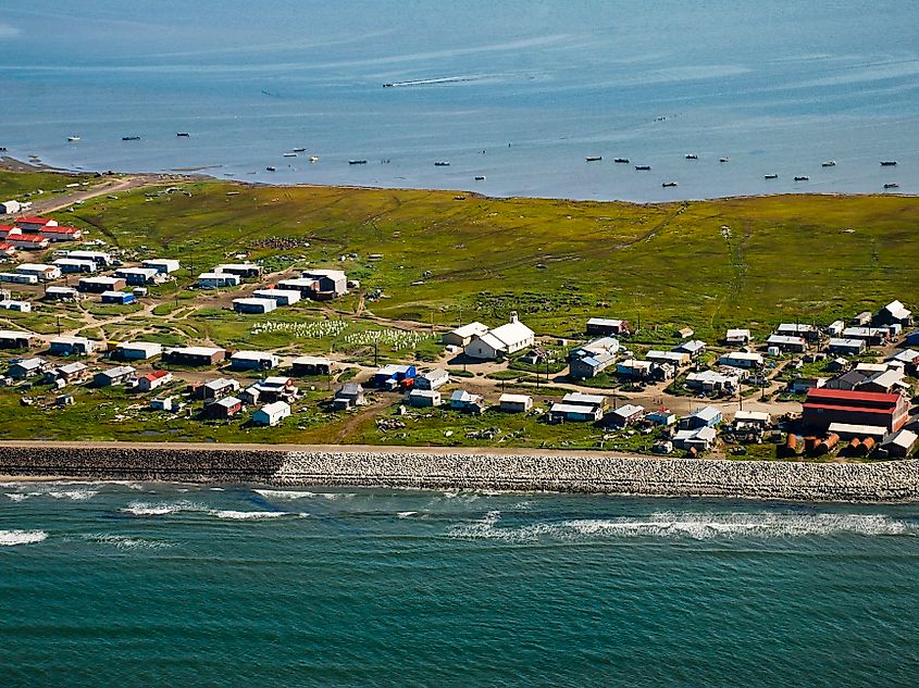Aerial view of Shishmaref, Alaska.