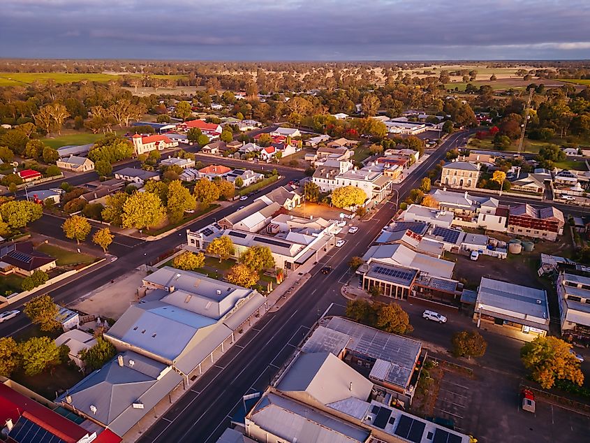 Aerial view of Penola, South Australia.