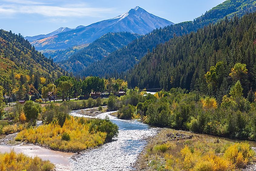 River flowing out of a mountain valley near Paonia, Colorado