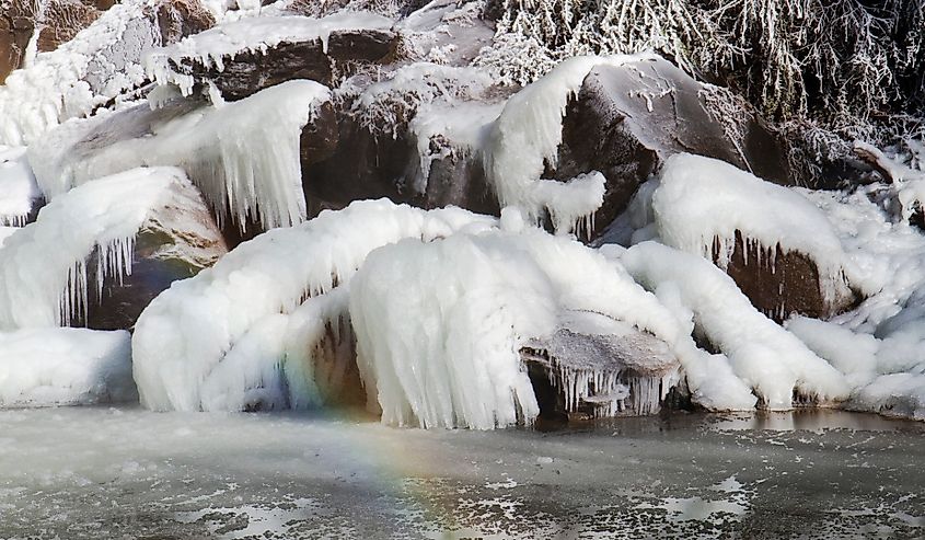 Icicle Formation On Toccoa Falls, Georgia.