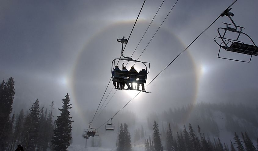 Winter rainbow at Alta ski resort, Utah