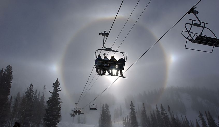 Winter rainbow at Alta ski resort, Utah