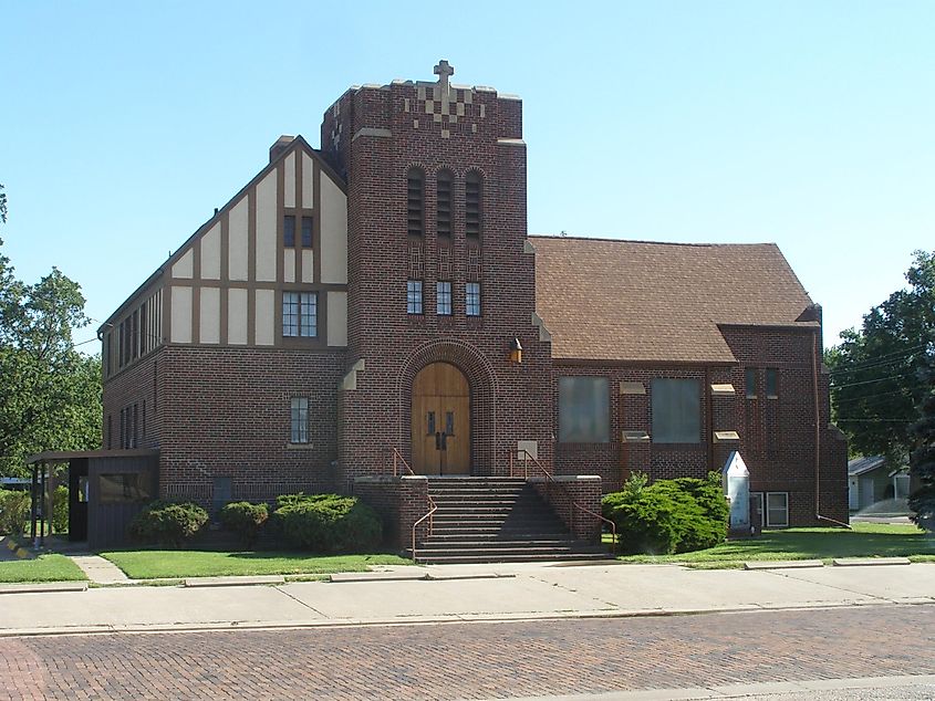 United Methodist Church in Ellinwood, Kansas on West Santa Fe Blvd. By Chris Light - Own work, CC BY-SA 4.0, https://commons.wikimedia.org/w/index.php?curid=45219609