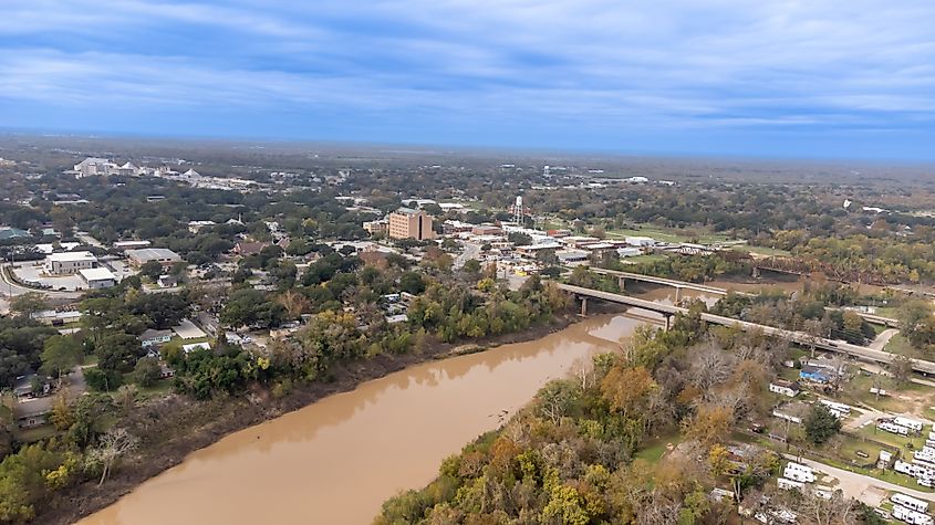 Aerial view of the Brazos River in Richmond, Texas. Credit: Aaron Edrington/ Shutterstock.com