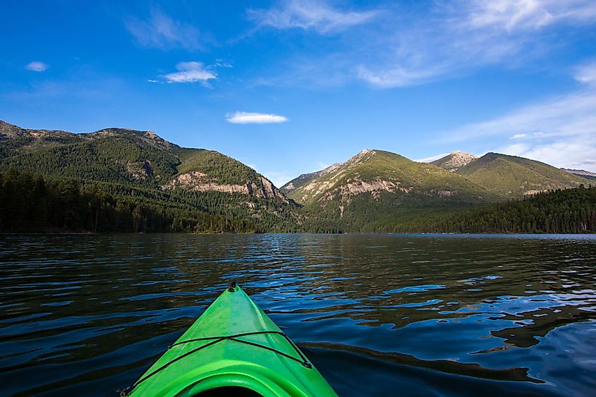 Kayaking on Holland Lake, Montana