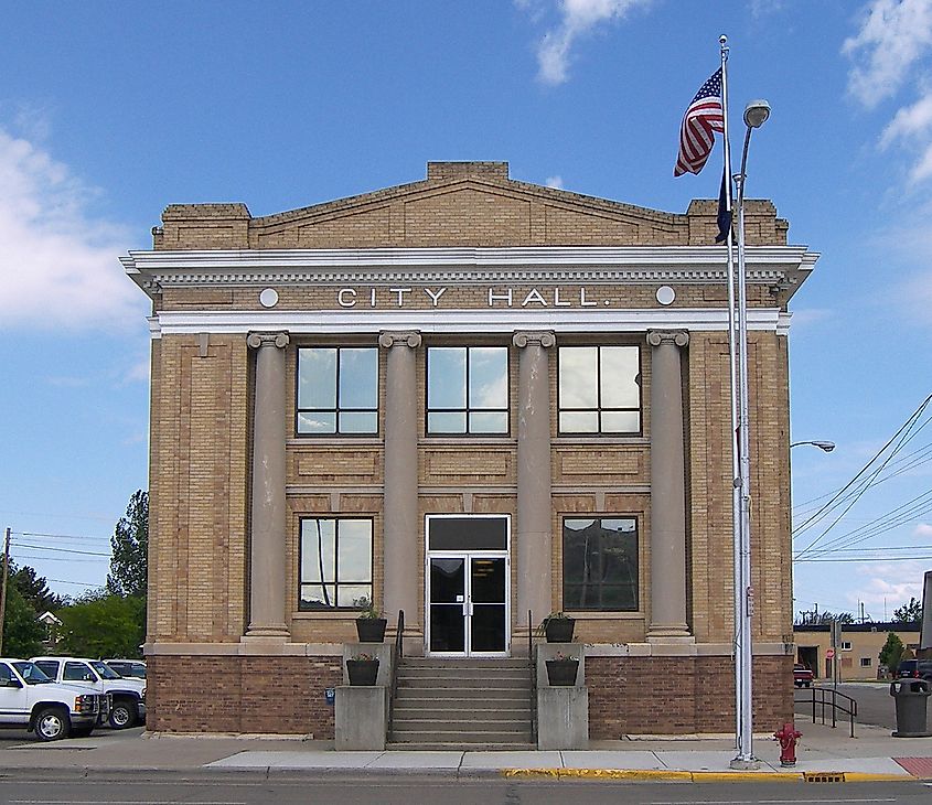 City Hall in Glendive, Montana, USA.