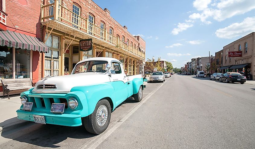 Main Street in Hannibal, Missouri, the boyhood hometown of Mark Twain.