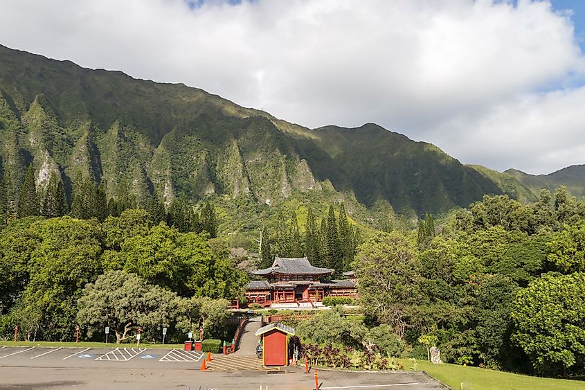 At the Byodo-In Japanese Buddhist Temple in Kaneohe, Oahu, Hawaii