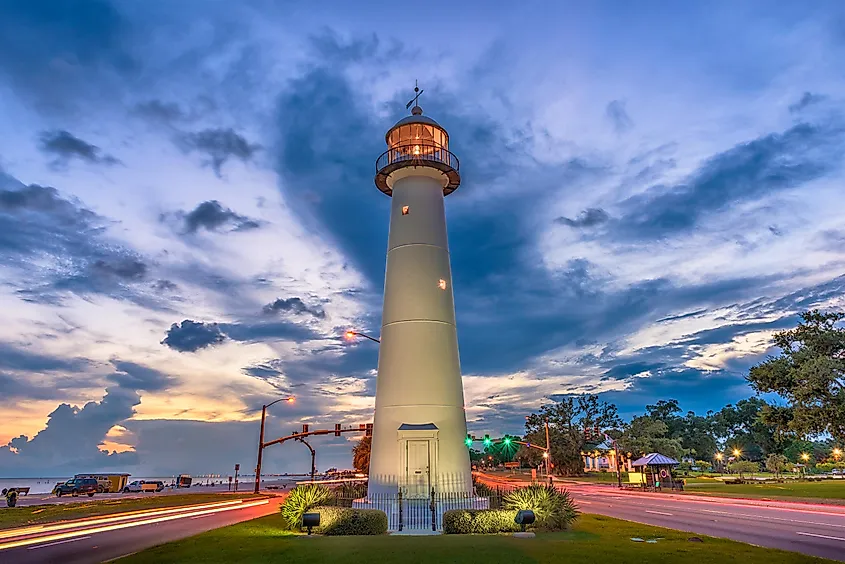 Biloxi, Mississippi, USA Lighthouse at dusk.