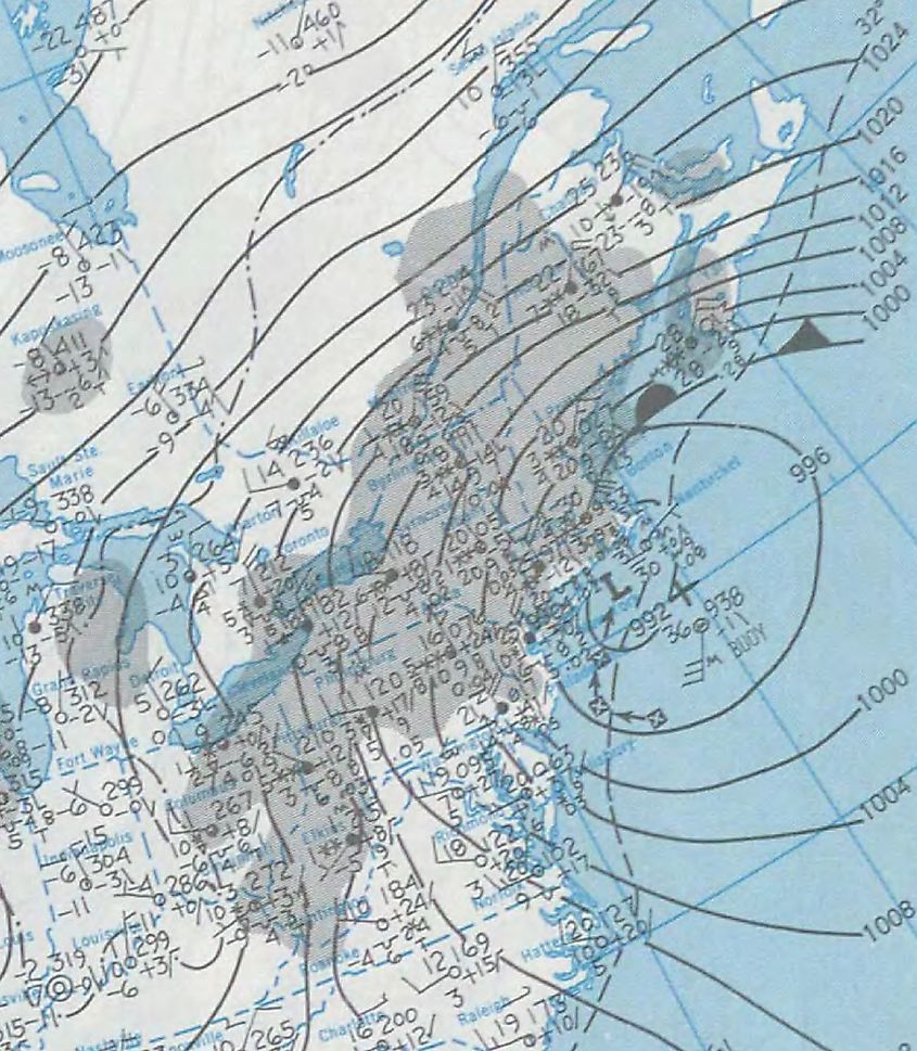 Surface weather map of the storm on February 7