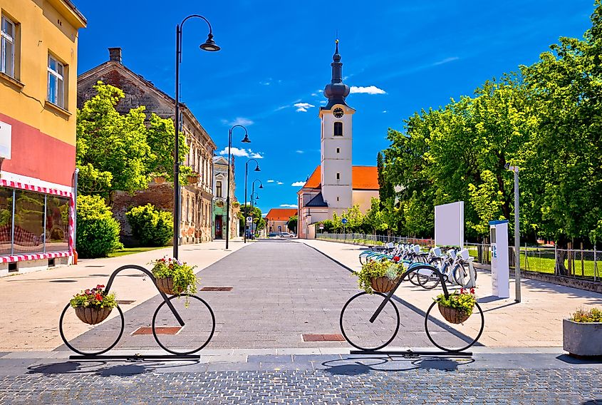 Koprivnica street view, town of bicycles in Podravina region of Croatia (Credit: xbrchx via Shutterstock)