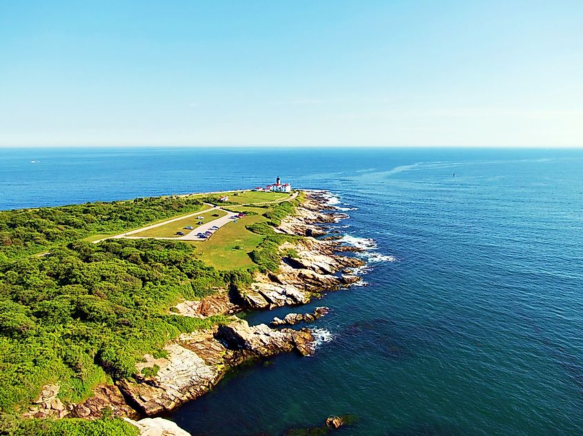 Aerial view of the Beavertail State Park, Rhode Island.