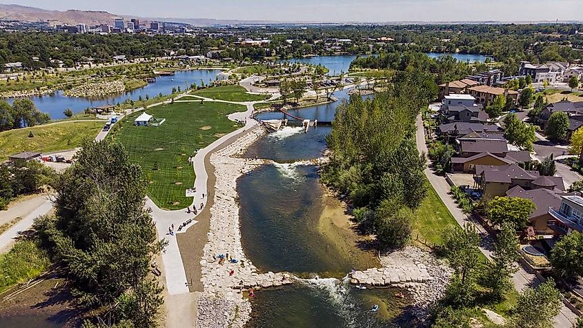 Aerial view of Garden City, Idaho.