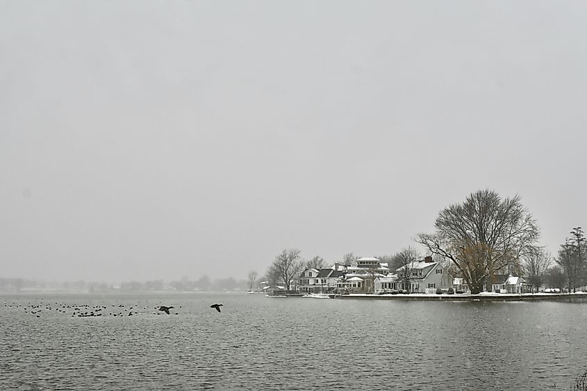 Wintry Winona Lake, Indiana.