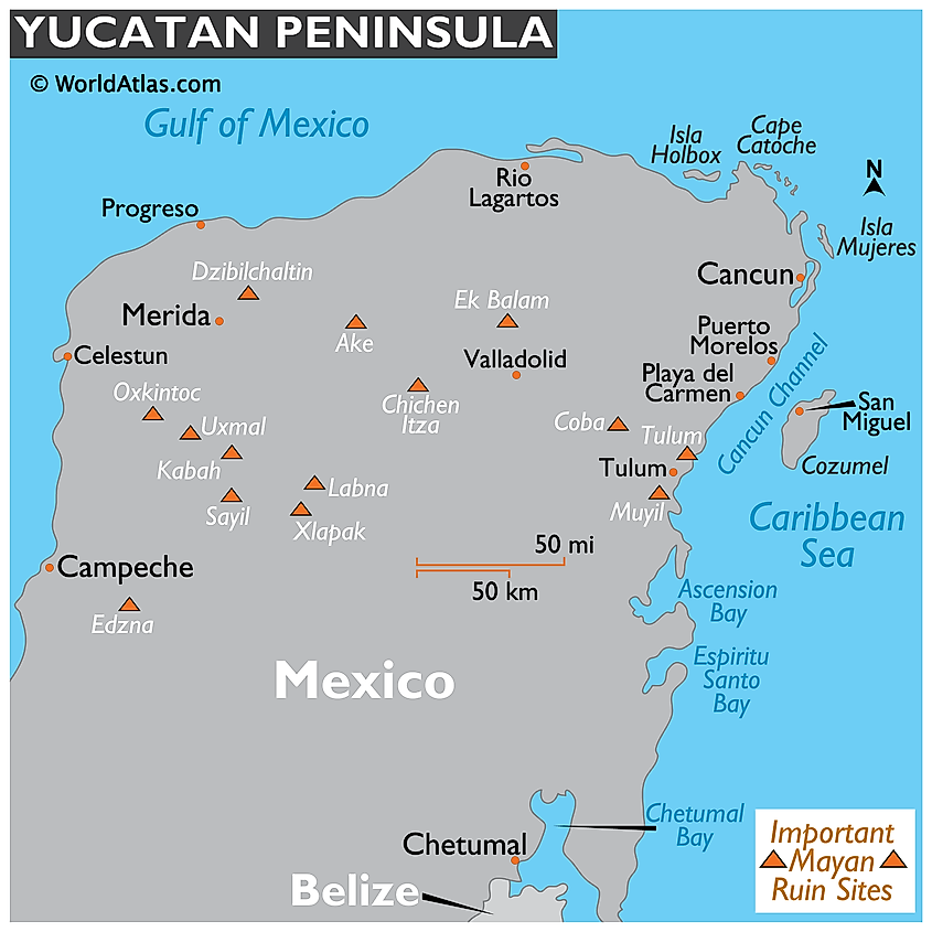 Yucatan peninsula map
