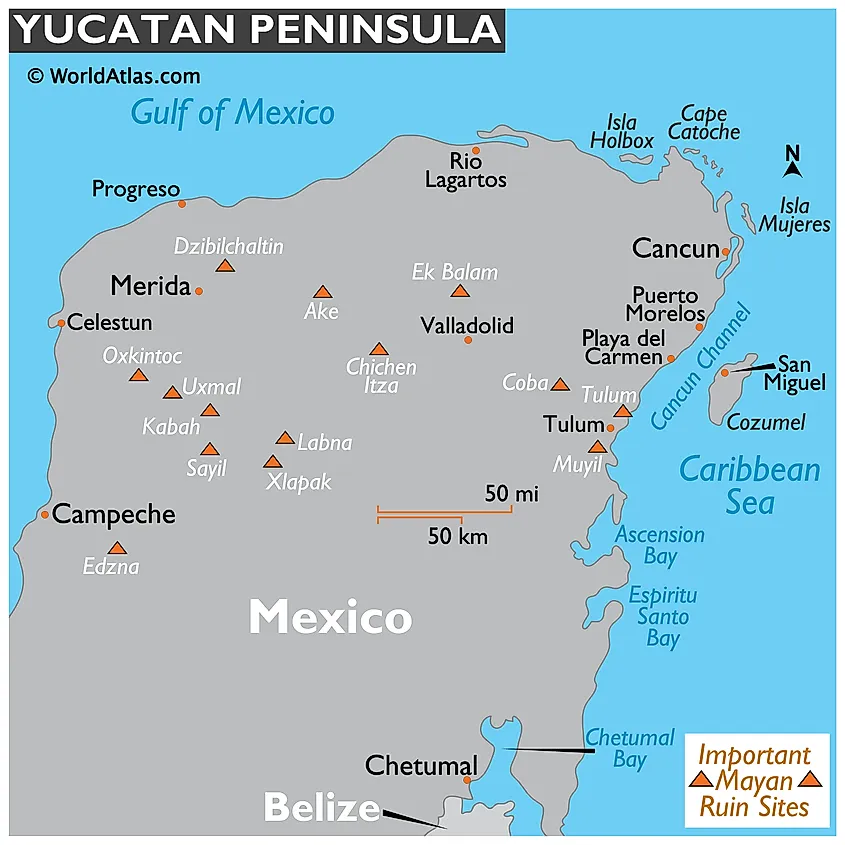 Yucatan peninsula map