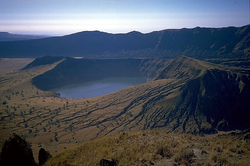 Inner and outer crater, Deriba Crater, Jebel Marra, Darfur, Sudan.