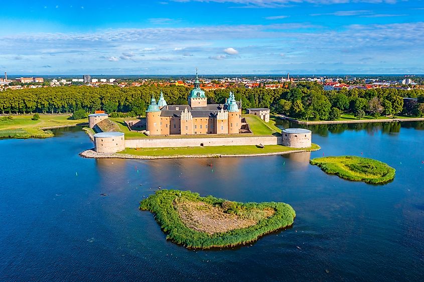 Aerial view of the Kalmar castle in Sweden.