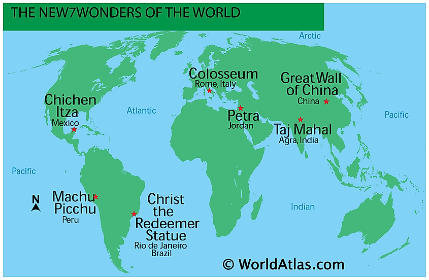 New7Wonders of the world map