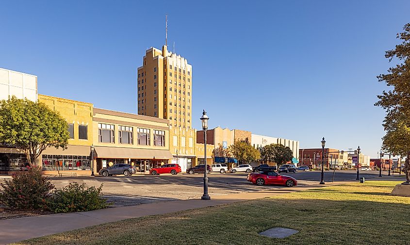 The old business district on Grand Avenue in Enid, Oklahoma