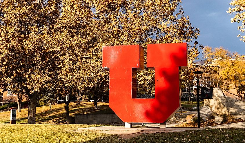 The University of Utah "U" logo located on campus in Salt Lake City, UT