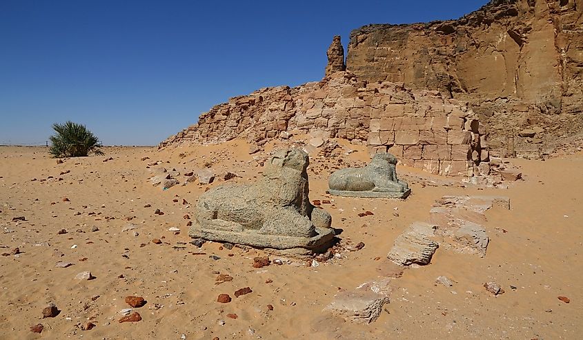 ruble of sphinx in Jebel Barkal, Sudan, Nubia