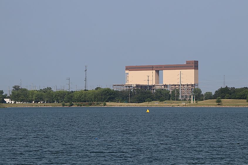 An old power plant in Pleasant Prairie, Wisconsin.