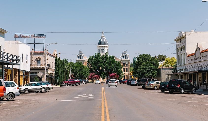 Downtown street in Marfa, Texas. 