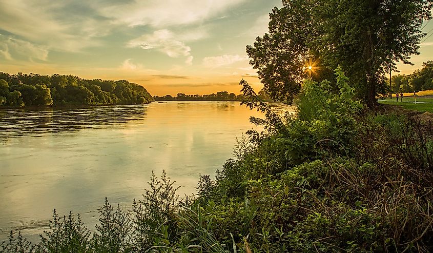 Sunset on the water, Missouri River near Parkville, Missouri