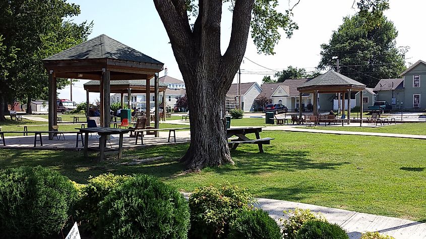 Downtown Mountain View, Arkansas - Washington Street Park with gazebos.