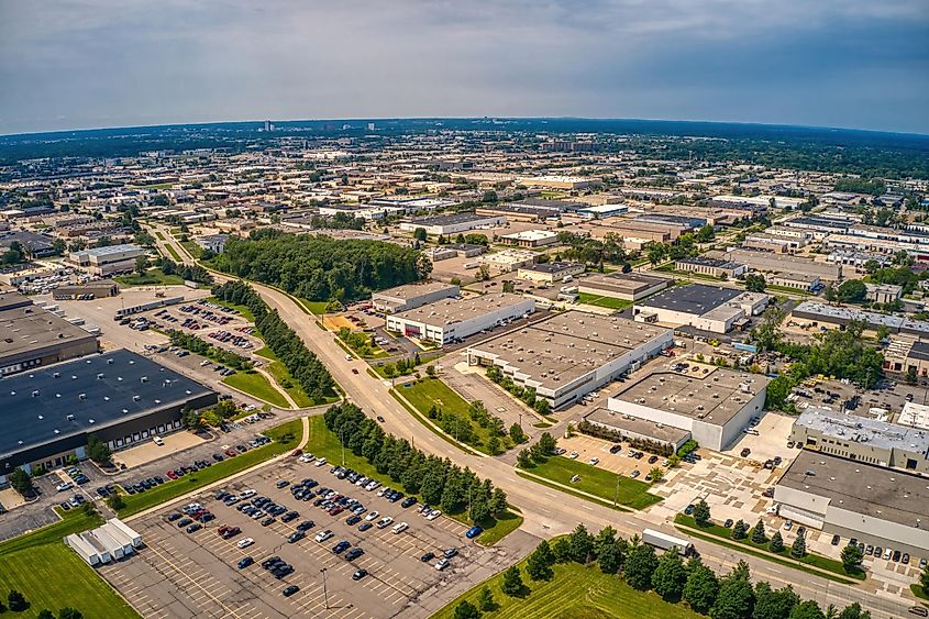 Aerial View of the Detroit Suburb of Warren, Michigan