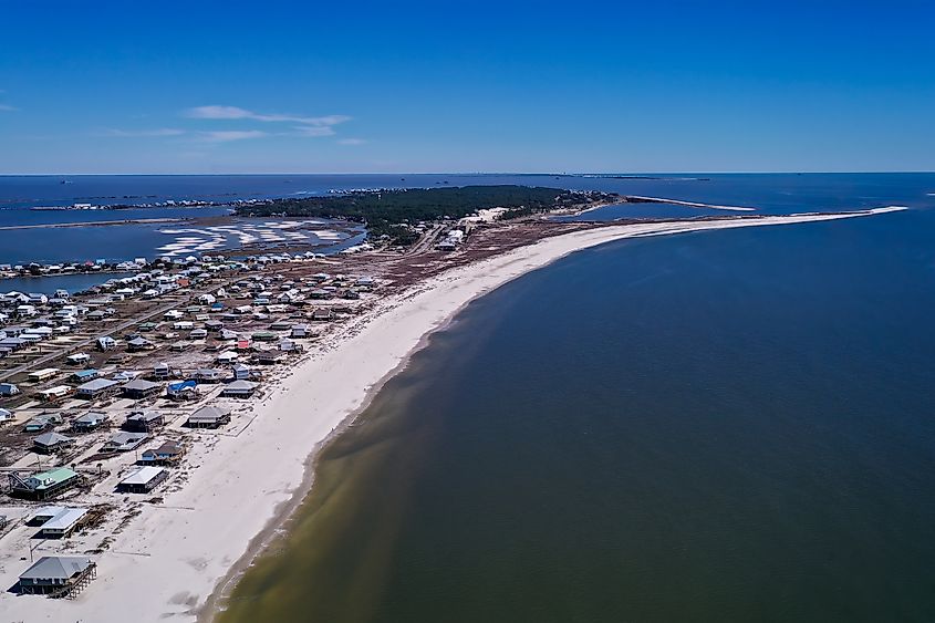 Aerial view of Dauphin Island, Alabama.