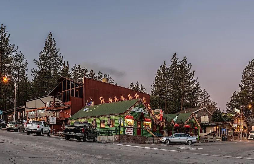 Street view in the mountain town of Wrightwood, California.