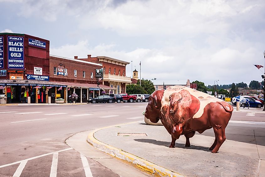 The historic downtown of Custer, South Dakota