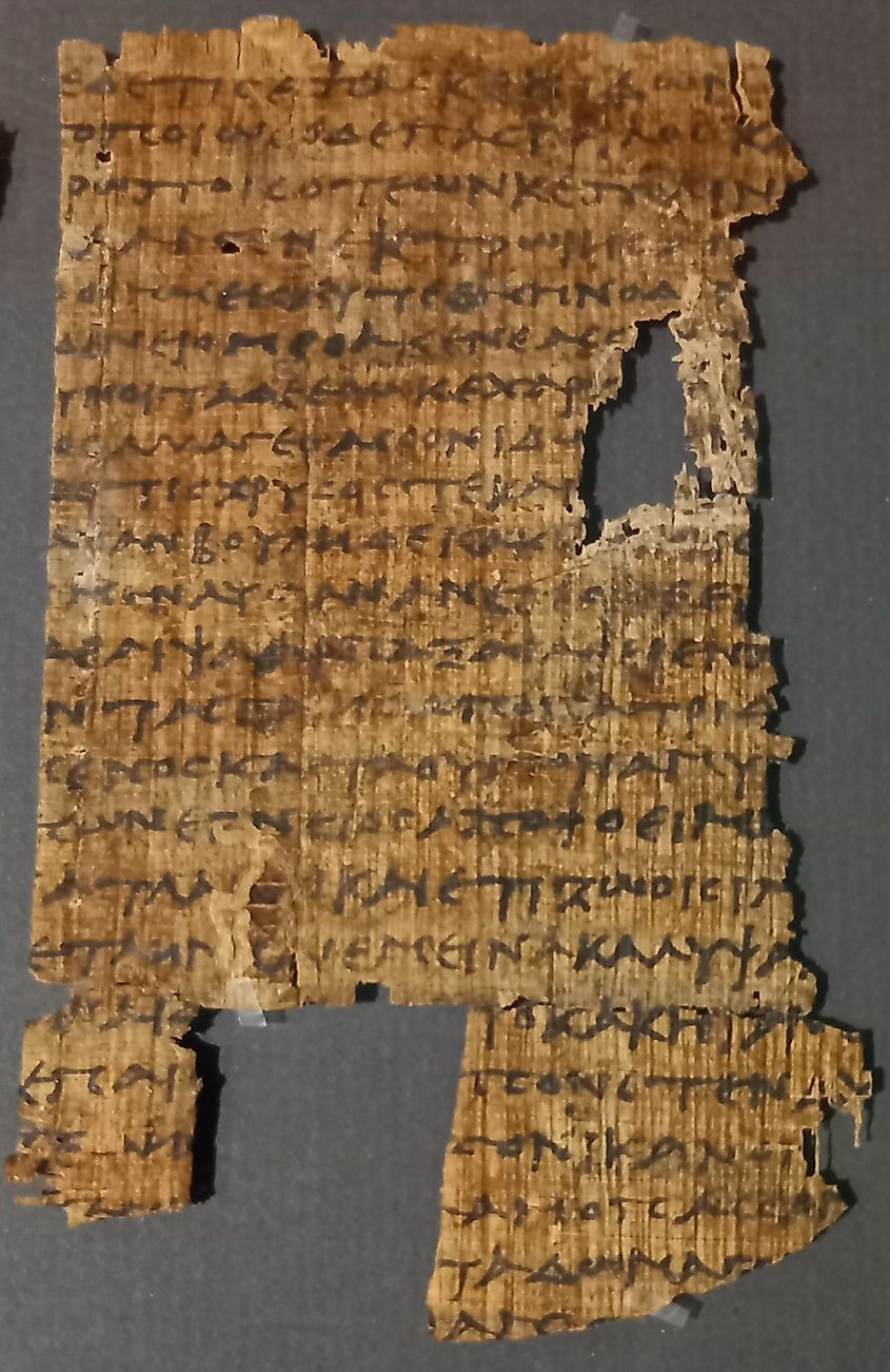 The oldest-known fragment of The Odyssey, produced in Ptolemaic Egypt during the 3rd Century BCE.