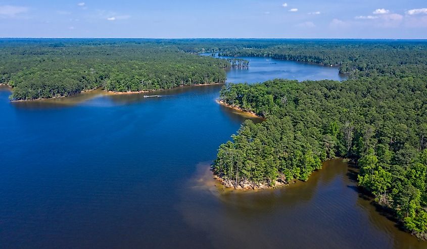 Aerial view of Jordan Lake at North Carolina State Park