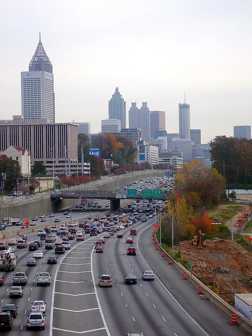 North end of the Downtown Connector where I-75 and I-85 converge in Midtown. 