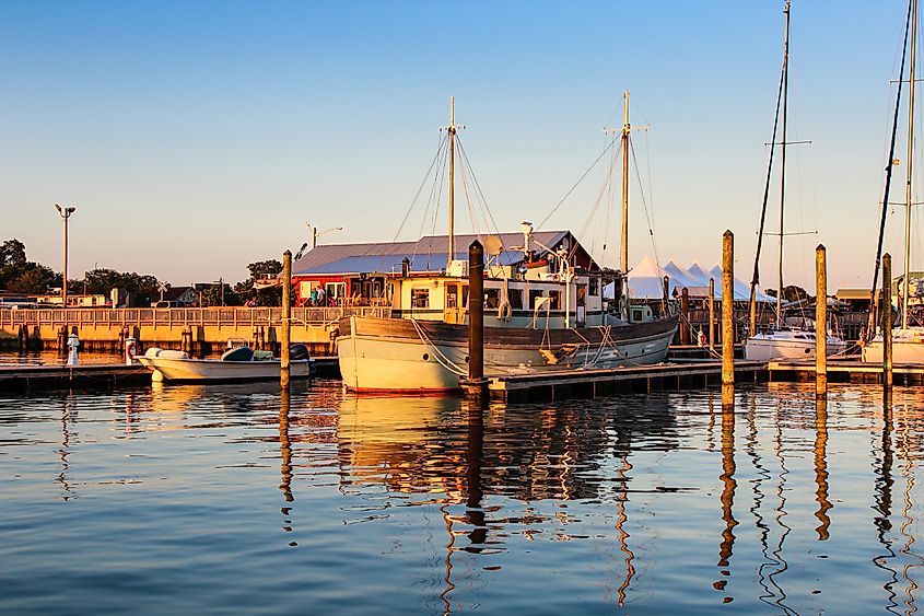 Sunrise in the marina at Cape Charles.