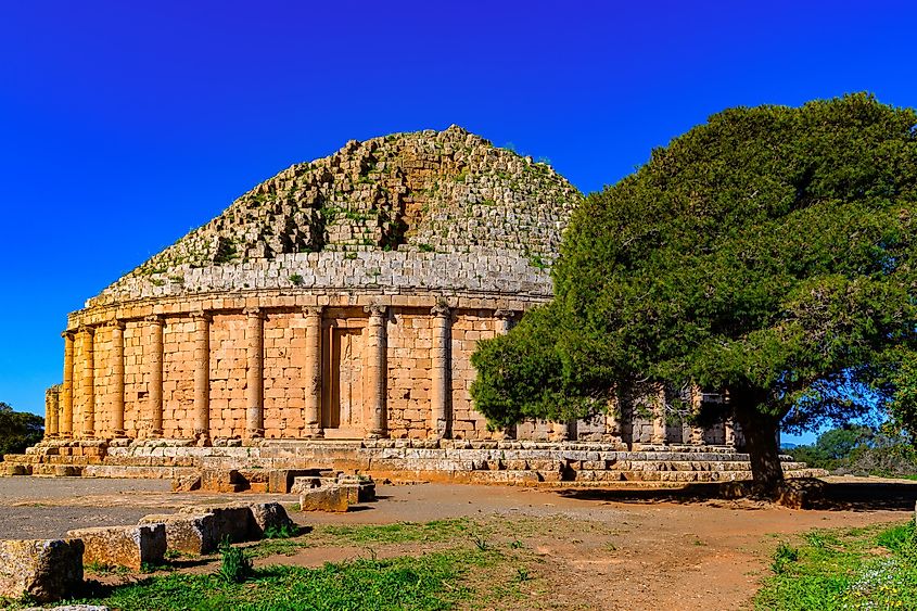 The Royal Mausoleum of Mauretania, the tomb of the Berber King Juba II and Queen Cleopatra Selene II, Tipaza Province, Algeria