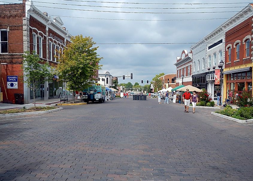 Walnut street in the Historic District in Rogers, Arkansas