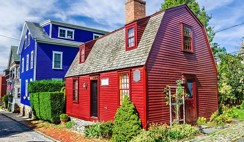 Historic colorful wooden house in Newport, Rhode Island