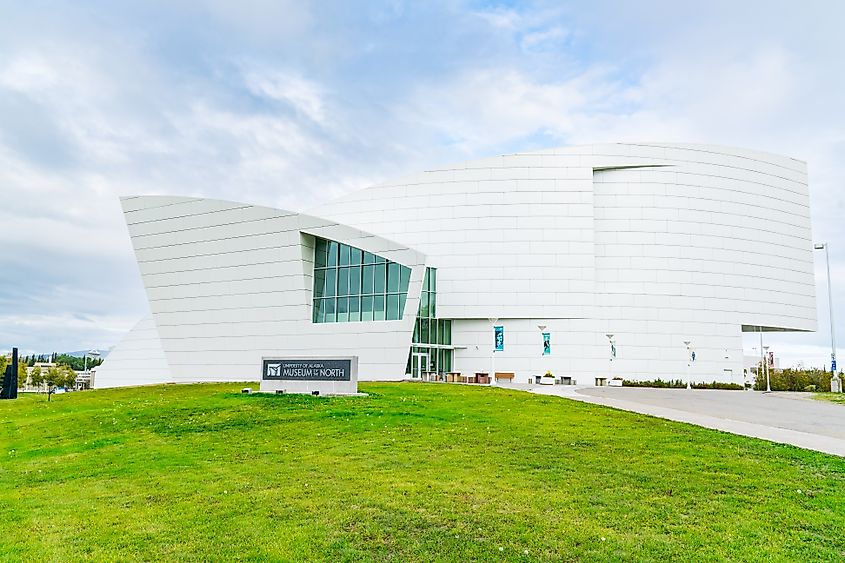 Editorial Photo Credit:Paul Brady Photography via Shutterstock. Fairbanks, Alaska - August 28, 2022: Esterior of the Museum of the North Building at the University of Alaska at Fairbanks