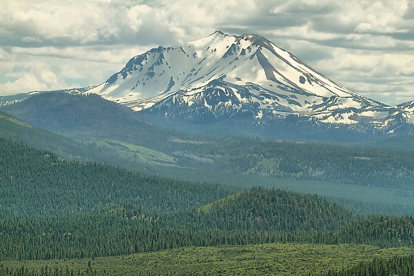 A close view of the Lassen Peak at Lassen Volcanic National Park, California