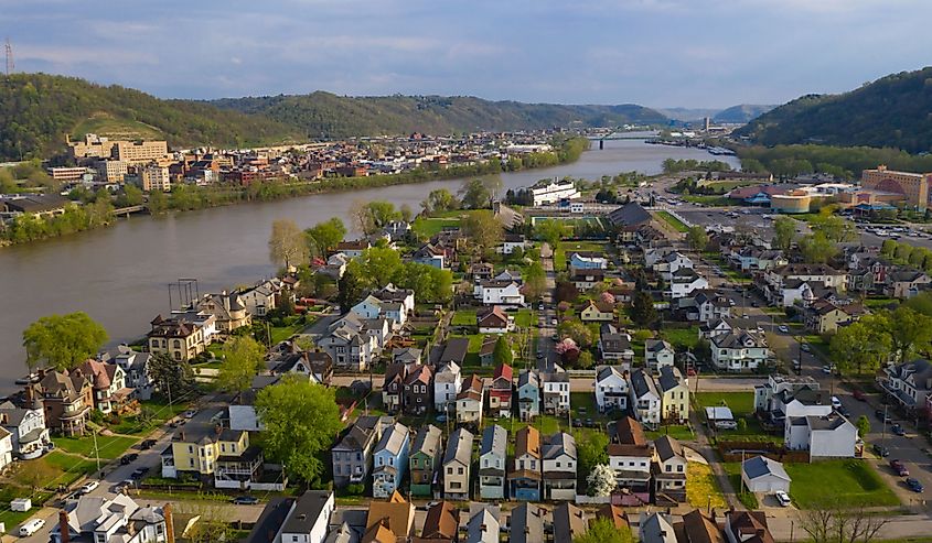 Structures dot the landscape of Wheeling Island in West Virginia