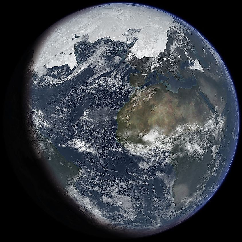 Earth at the last glacial maximum of the current ice age. 